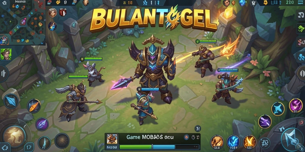 Tampilan gameplay MOBA yang mendebarkan dan penuh aksi.