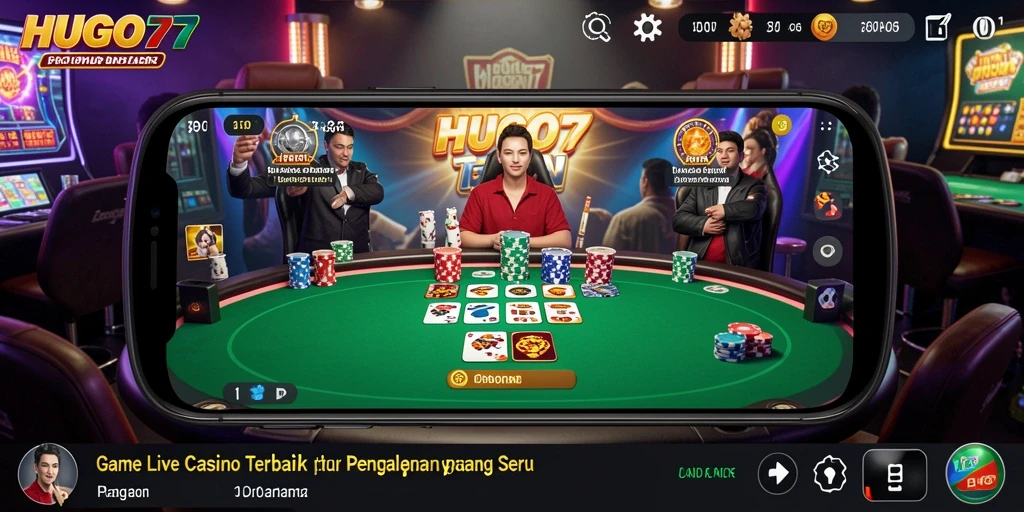 Tampilan gameplay Live Casino HUGO77 yang seru dan interaktif.