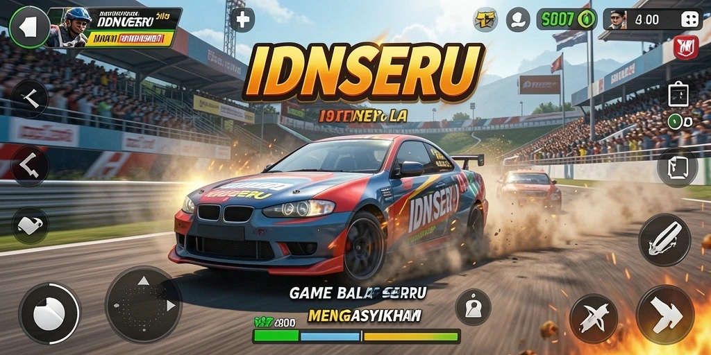Screenshot menampilkan aksi balap seru di IDNSERU.