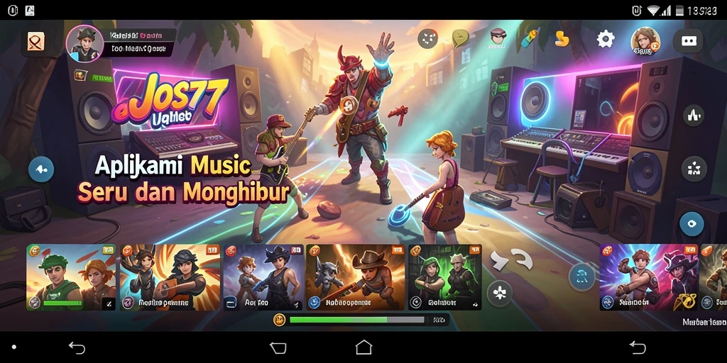 Screenshot JOS77 menunjukkan gameplay seru dengan beragam instrumen musik.