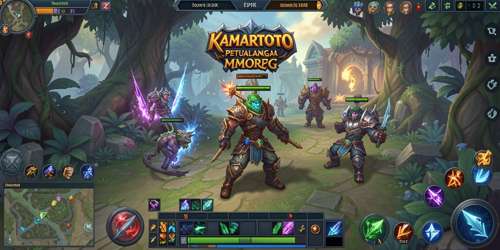 Tampilan gameplay KAMARTOTO dengan pertempuran epik dan eksplorasi.