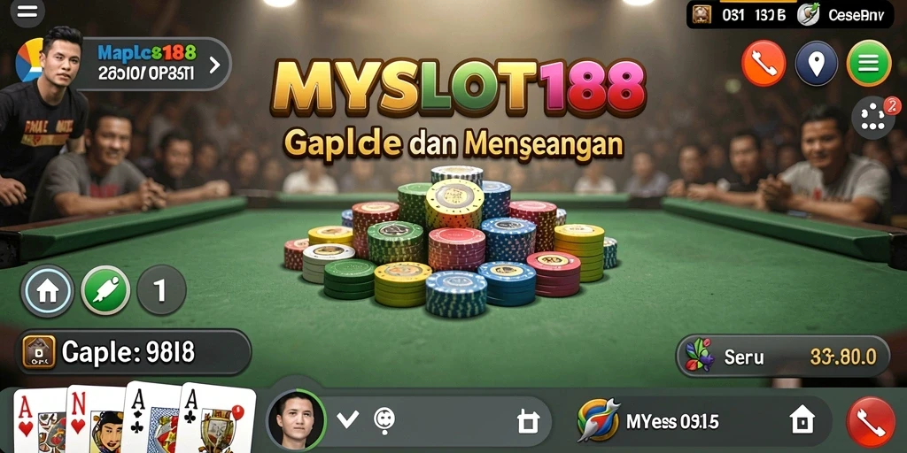 Tampilan gameplay seru MYSLOT188 dalam permainan Gaple.