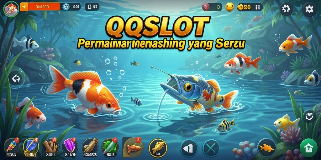 Gameplay QQSLOT menampilkan petualangan memancing yang menegangkan dan menyenangkan.