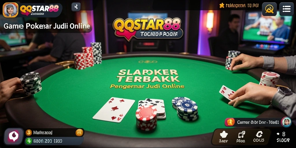 Screenshot gameplay QQSTAR88 menampilkan suasana poker yang mendebarkan.