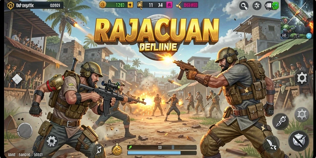 Gameplay seru RAJACUAN dengan adegan pertarungan Battle Royale yang mendebarkan.