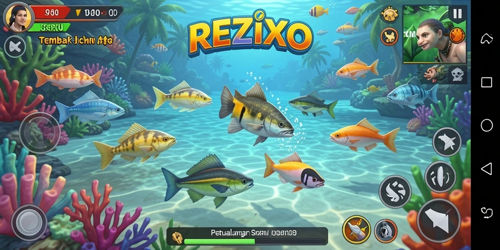 Gameplay seru saat menembak ikan di REZIXO.