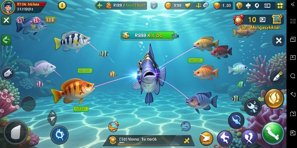 Gameplay Tembak Ikan yang seru dan penuh warna.
