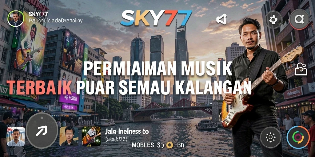 Tangkapan layar SKY77 menampilkan gameplay musik yang seru.