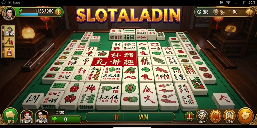 Gameplay menarik SLOTALADIN dengan tampilan ubin Mahjong.
