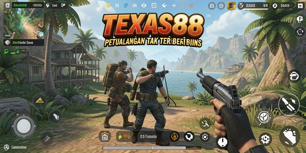 Screenshot menunjukkan dunia terbuka yang luas dan beragam di TEXAS88.