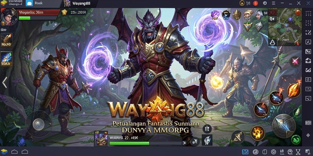 Tangkapan layar dari gameplay <strong>WAYANG88</strong> yang menampilkan pertarungan seru di dunia MMORPG.