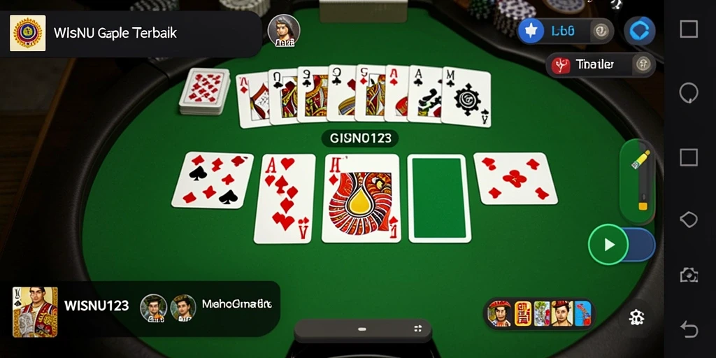 Screenshot gameplay WISNU123 menampilkan suasana pertandingan Gaple yang seru.